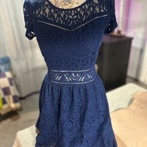 Divided Navy Lace Dress